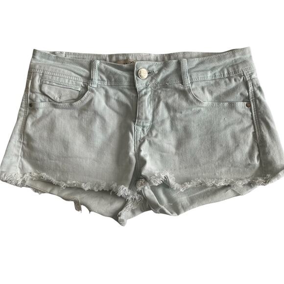 Zara Trafaluc Light Wash Fray Hem Denim Shorts - Picture 1 of 6